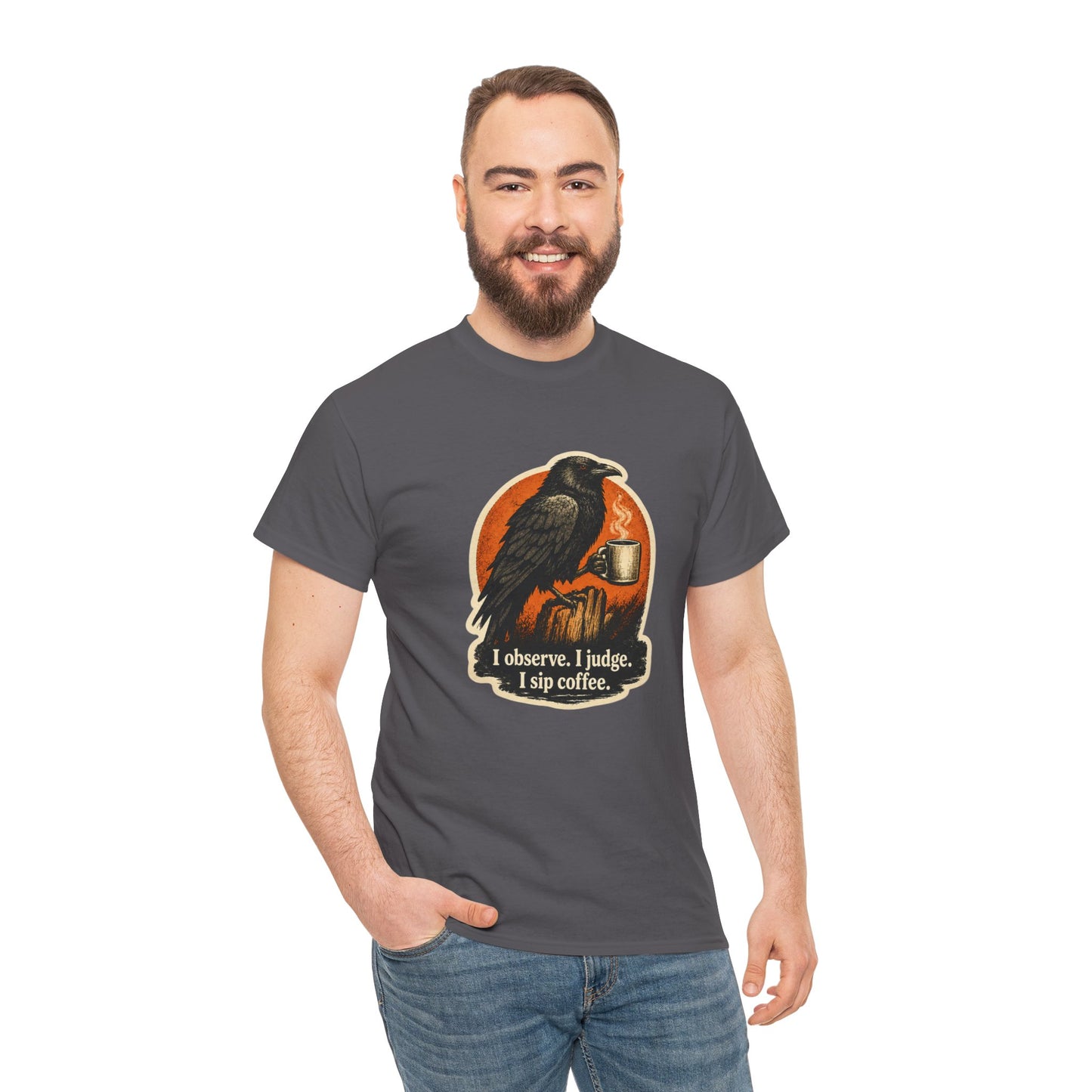 Raven Lovers | "I observe. I judge. I sip coffee." Graphic T-Shirt