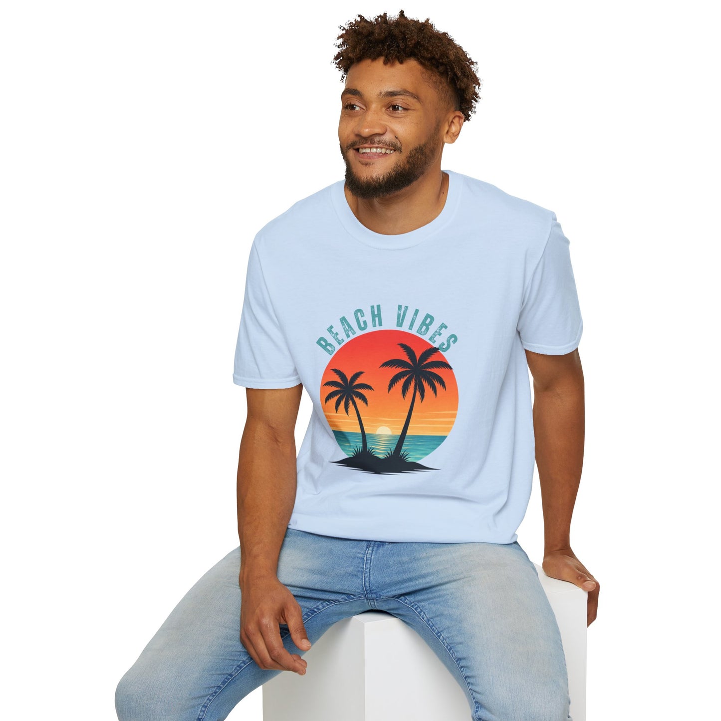 Beach Vibes T-Shirt – Retro Sunset Palm Tee