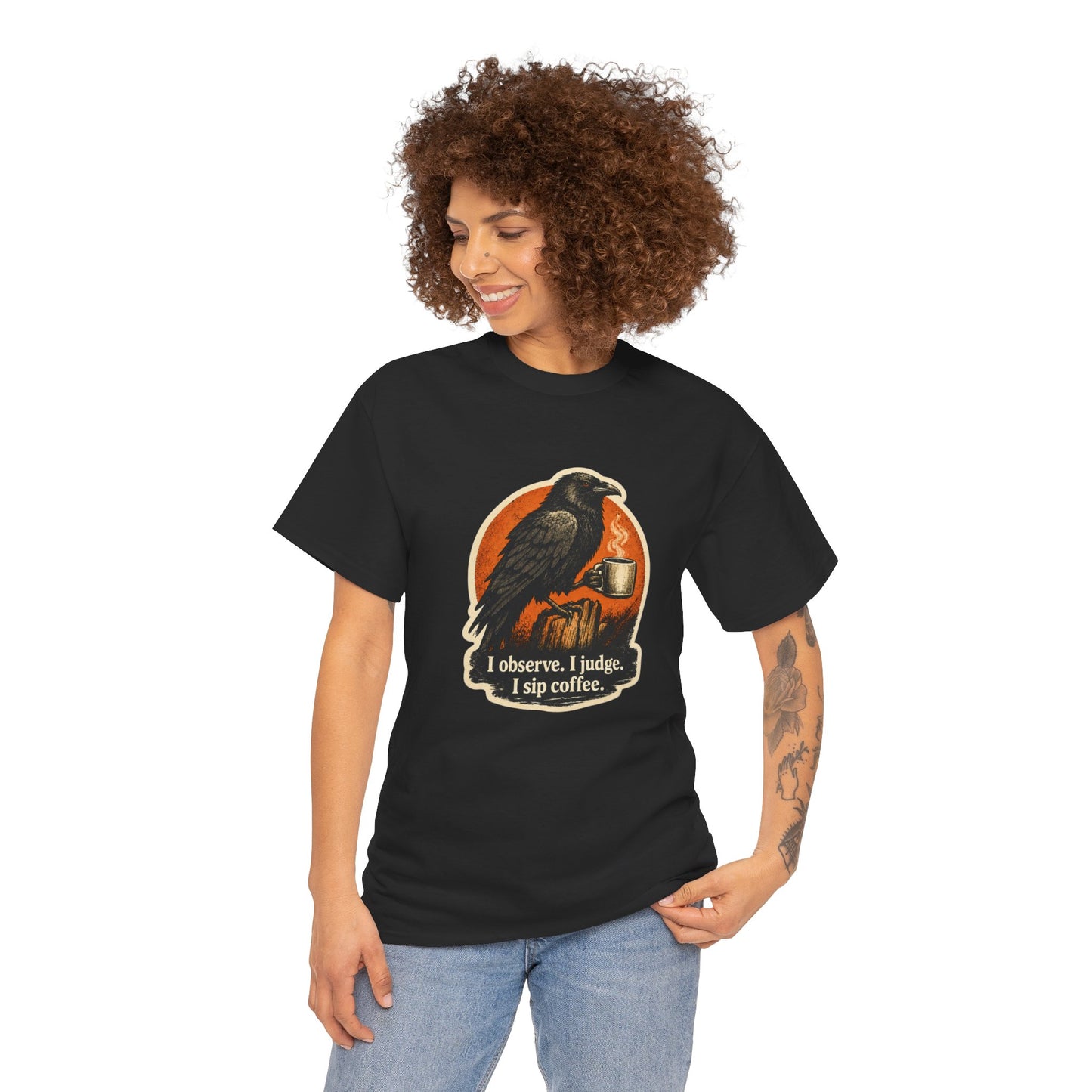 Raven Lovers | "I observe. I judge. I sip coffee." Graphic T-Shirt