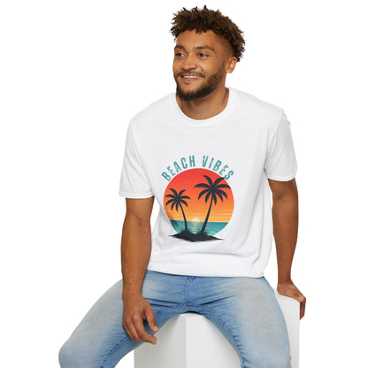 Beach Vibes T-Shirt – Retro Sunset Palm Tee