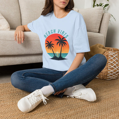 Beach Vibes T-Shirt – Retro Sunset Palm Tee