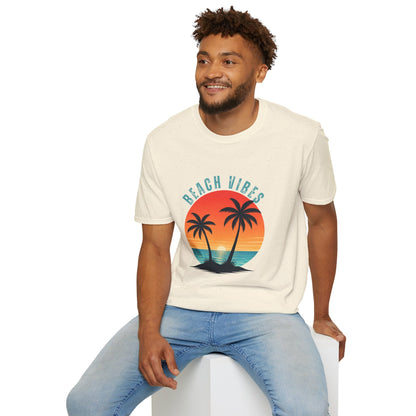 Beach Vibes T-Shirt – Retro Sunset Palm Tee