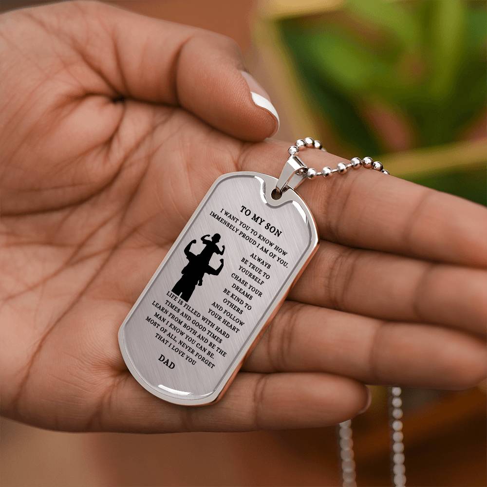 To My Son | From Dad | Dog Tags | Keepsake