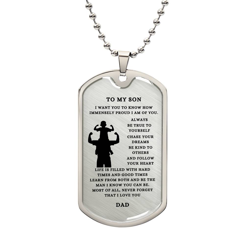 To My Son | From Dad | Dog Tags | Keepsake