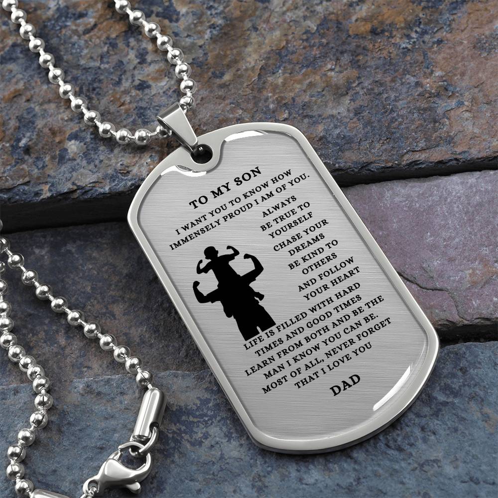 To My Son | From Dad | Dog Tags | Keepsake