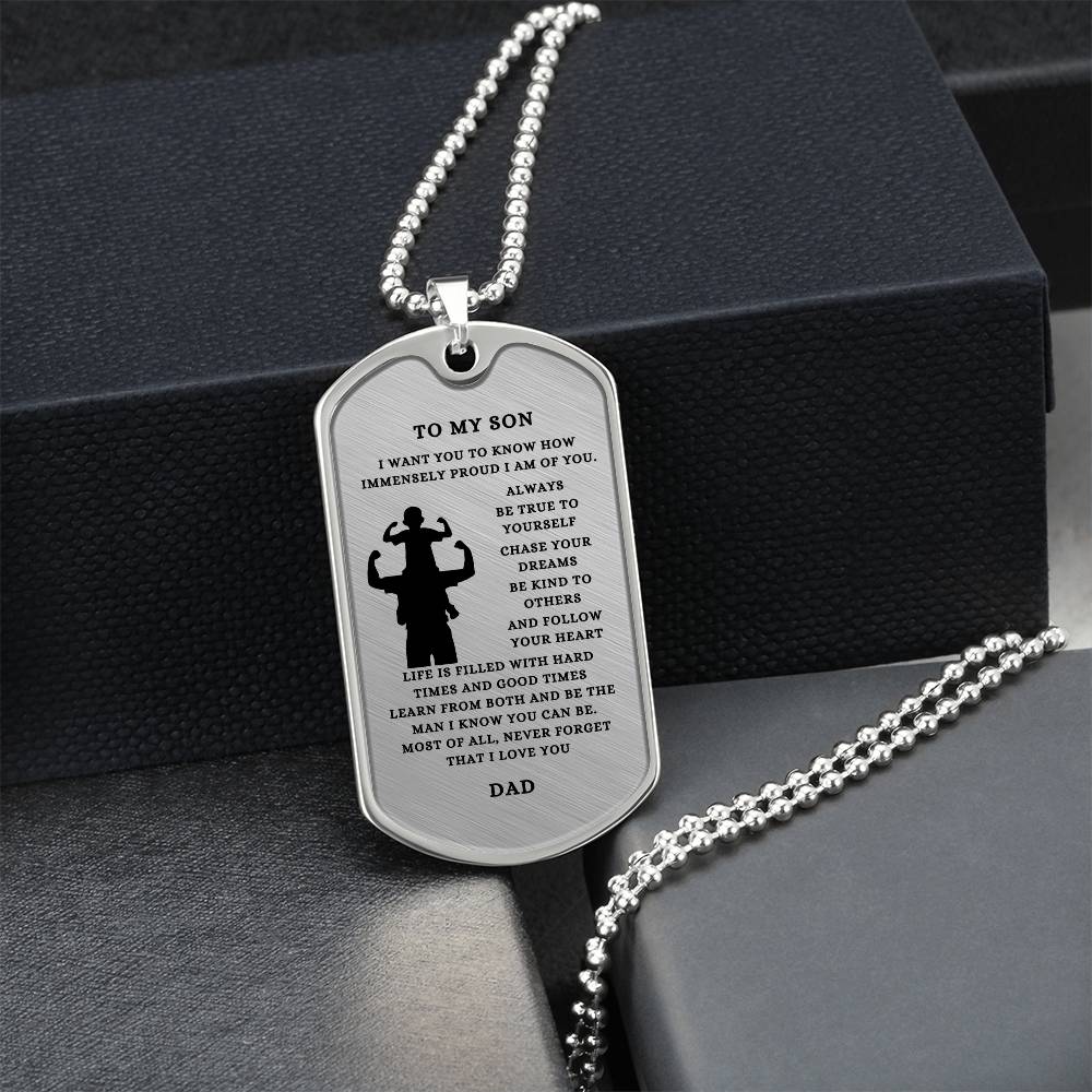 To My Son | From Dad | Dog Tags | Keepsake