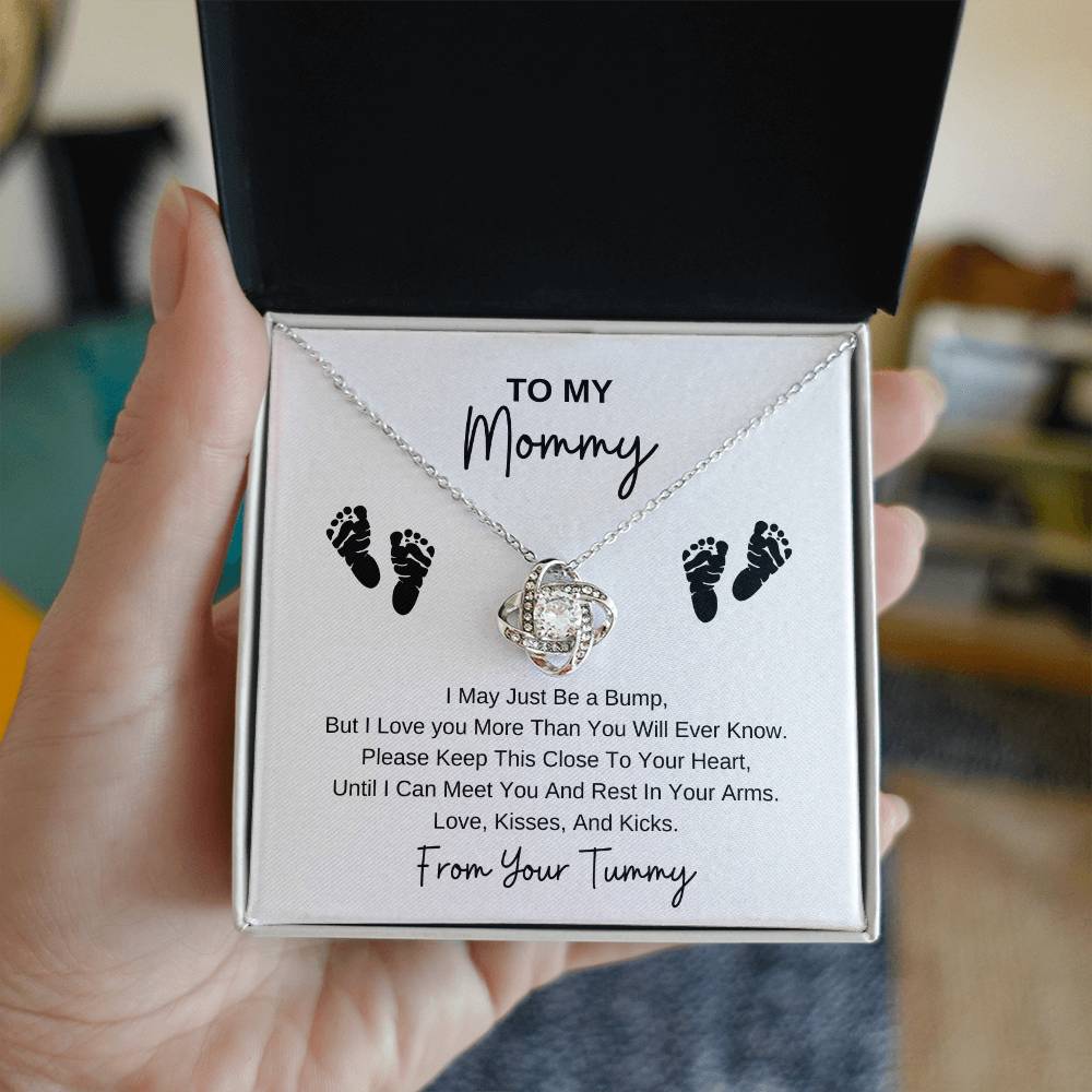 Mommy To Be | Baby Feet | Love Knot Necklace | Great Gifts