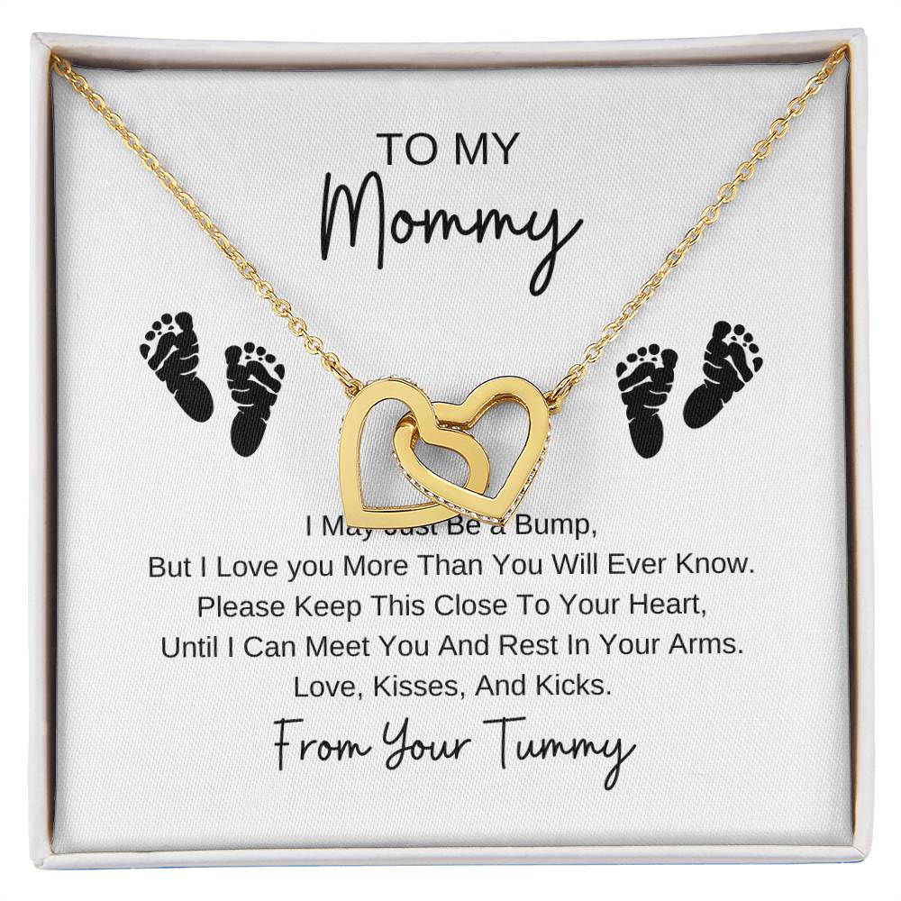 Mommy To Be | Baby Feet Interlocking Hearts Necklace | Gifts For Mom