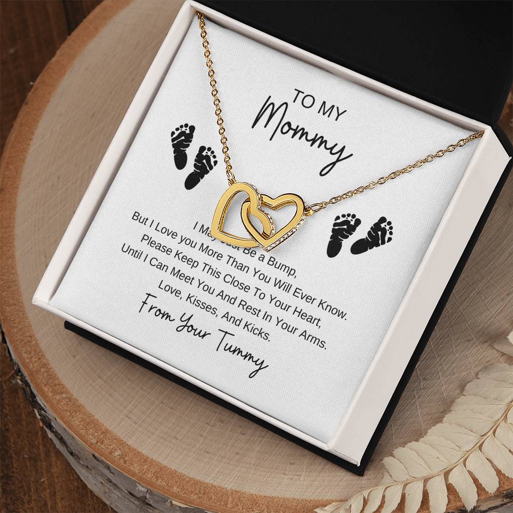 Mommy To Be | Baby Feet Interlocking Hearts Necklace | Gifts For Mom