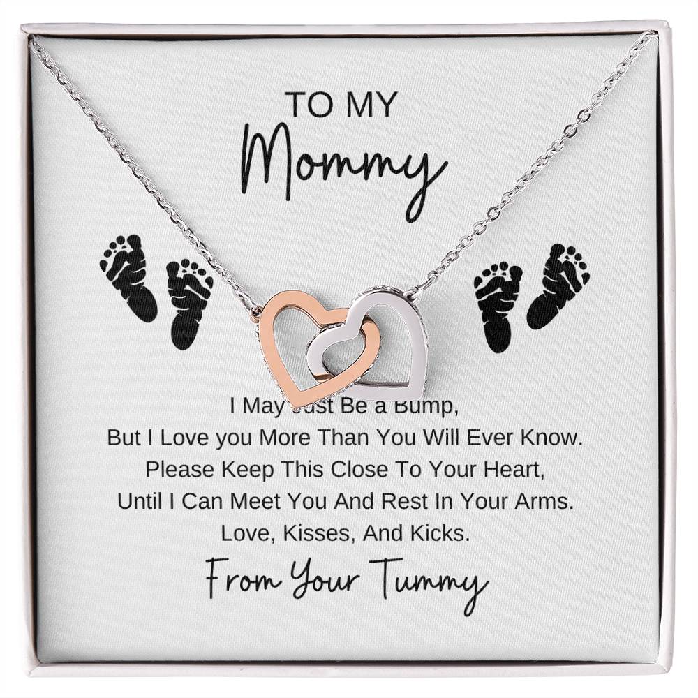 Mommy To Be | Baby Feet Interlocking Hearts Necklace | Gifts For Mom