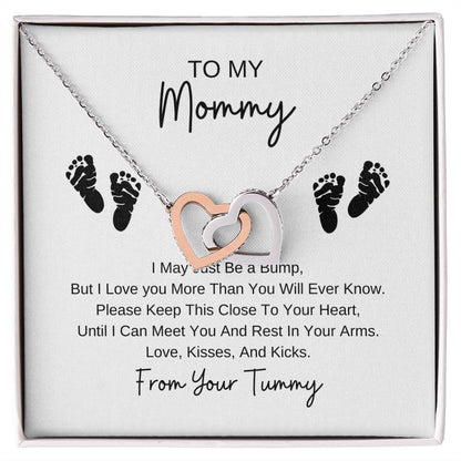 Mommy To Be | Baby Feet Interlocking Hearts Necklace | Gifts For Mom