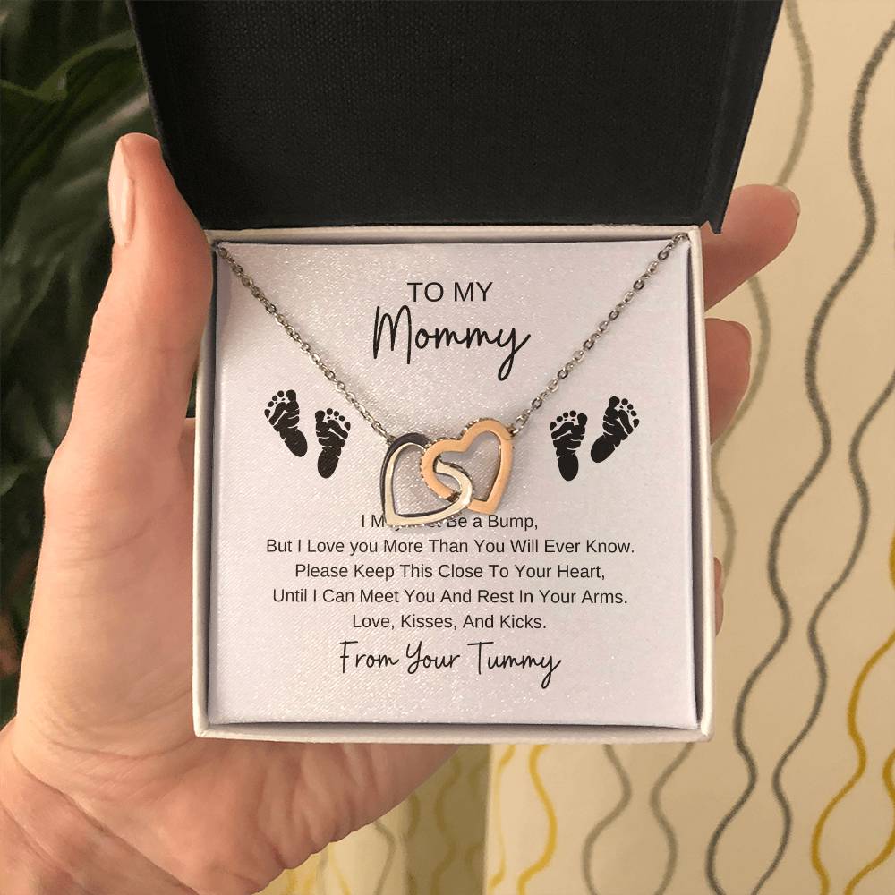 Mommy To Be | Baby Feet Interlocking Hearts Necklace | Gifts For Mom