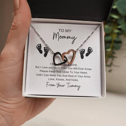 Mommy To Be | Baby Feet Interlocking Hearts Necklace | Gifts For Mom