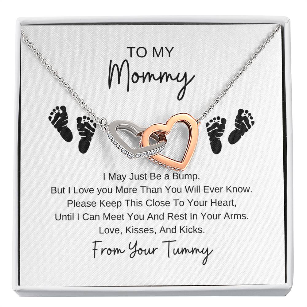 Mommy To Be | Baby Feet Interlocking Hearts Necklace | Gifts For Mom