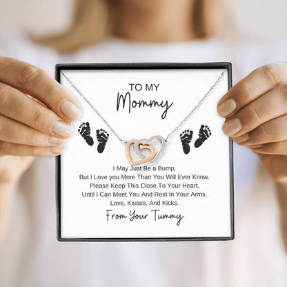 Mommy To Be | Baby Feet Interlocking Hearts Necklace | Gifts For Mom