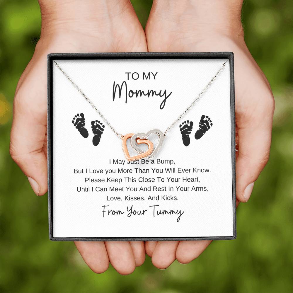 Mommy To Be | Baby Feet Interlocking Hearts Necklace | Gifts For Mom