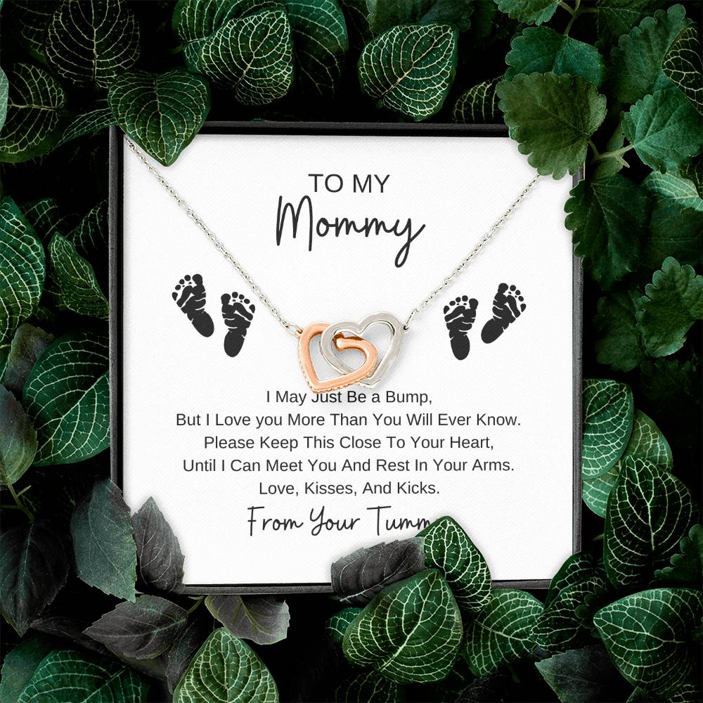 Mommy To Be | Baby Feet Interlocking Hearts Necklace | Gifts For Mom