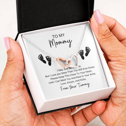 Mommy To Be | Baby Feet Interlocking Hearts Necklace | Gifts For Mom