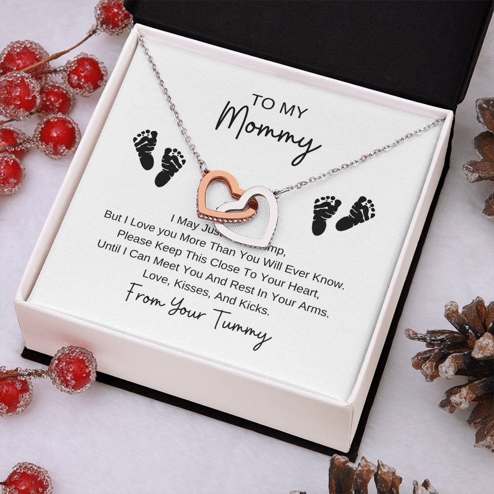 Mommy To Be | Baby Feet Interlocking Hearts Necklace | Gifts For Mom