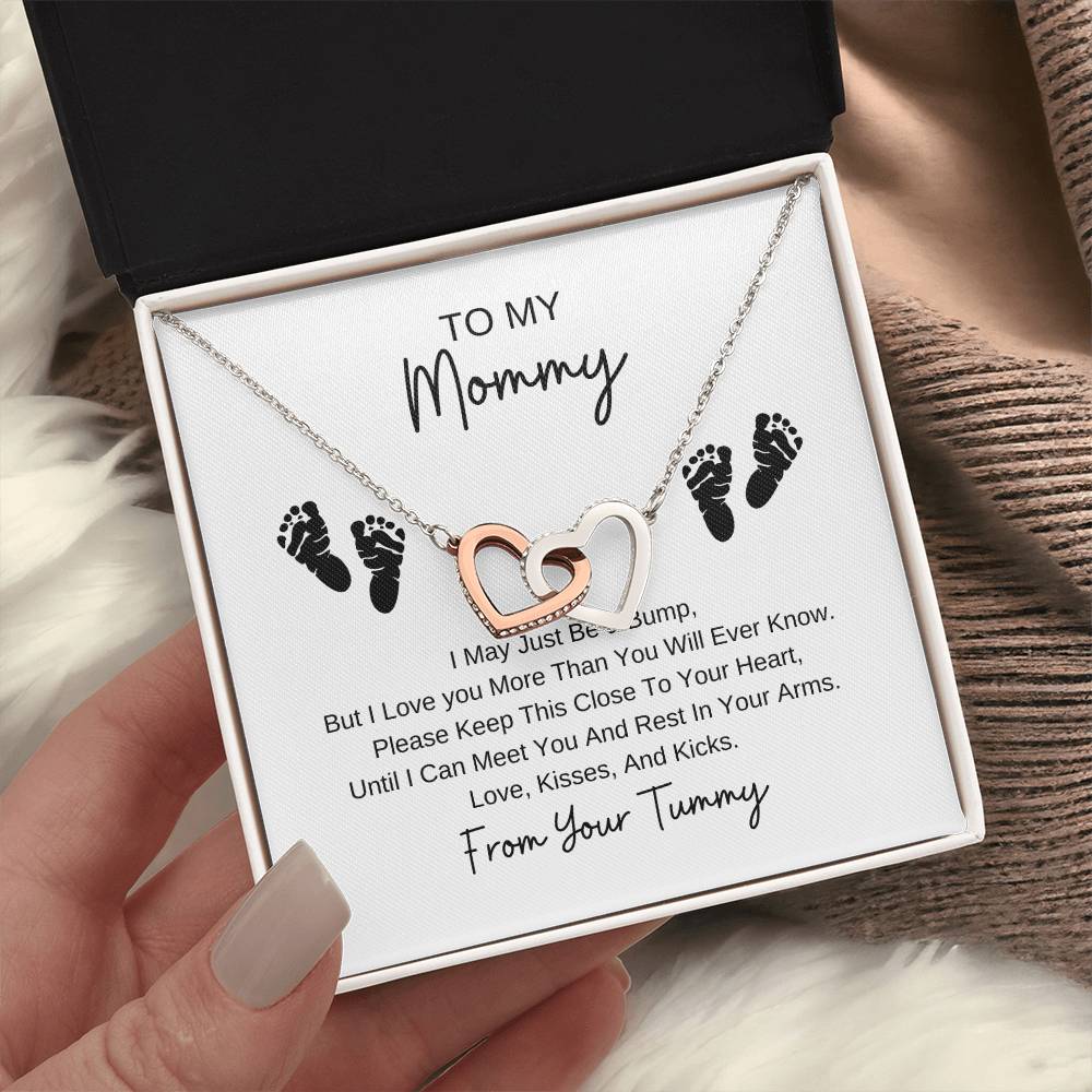 Mommy To Be | Baby Feet Interlocking Hearts Necklace | Gifts For Mom