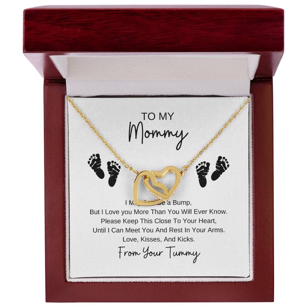 Mommy To Be | Baby Feet Interlocking Hearts Necklace | Gifts For Mom