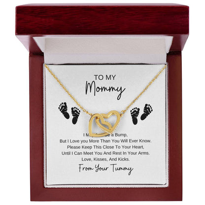 Mommy To Be | Baby Feet Interlocking Hearts Necklace | Gifts For Mom