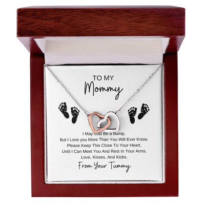 Mommy To Be | Baby Feet Interlocking Hearts Necklace | Gifts For Mom