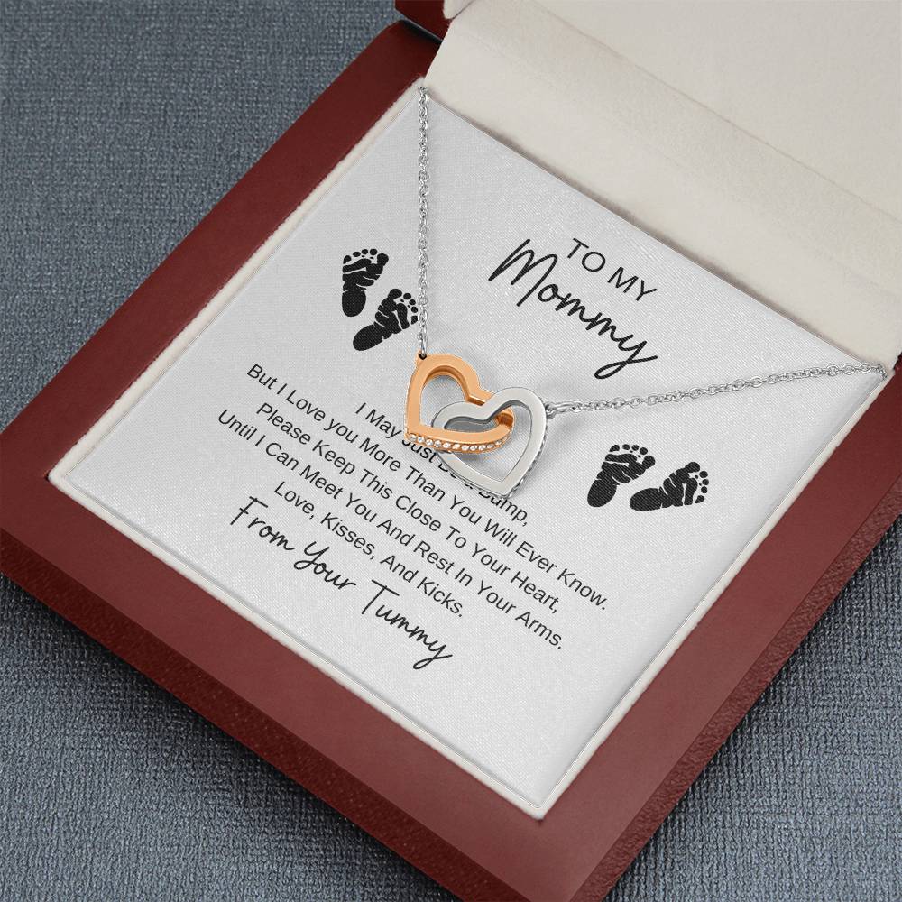 Mommy To Be | Baby Feet Interlocking Hearts Necklace | Gifts For Mom