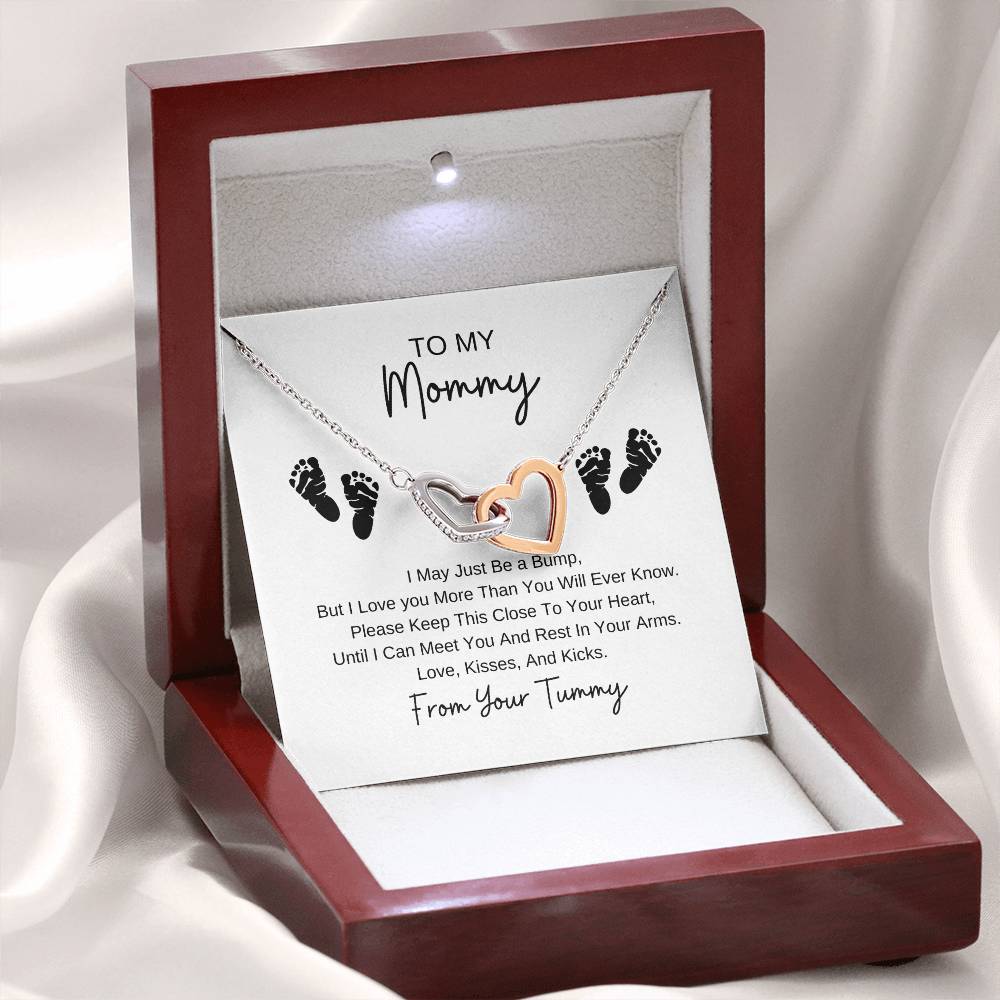 Mommy To Be | Baby Feet Interlocking Hearts Necklace | Gifts For Mom