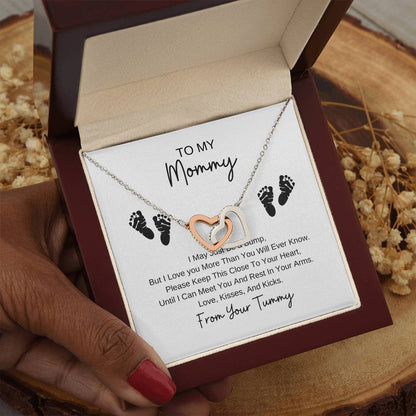 Mommy To Be | Baby Feet Interlocking Hearts Necklace | Gifts For Mom