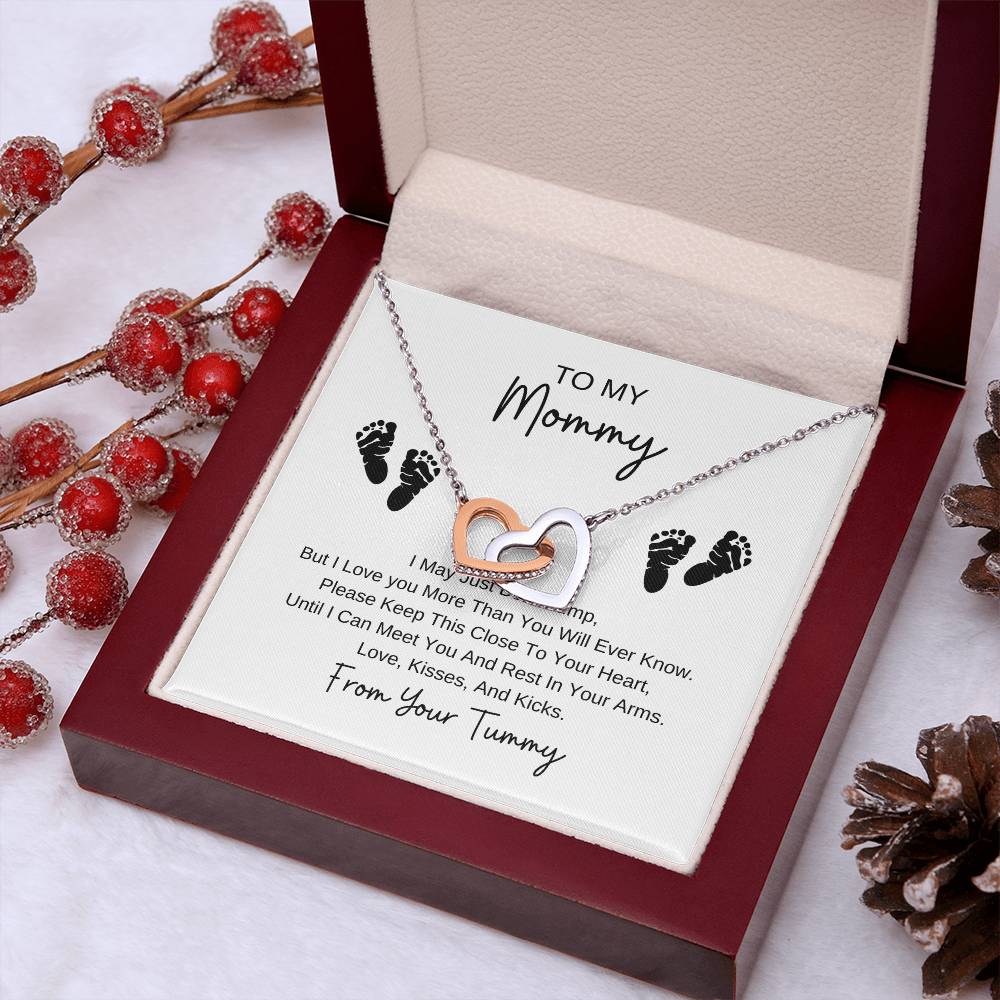 Mommy To Be | Baby Feet Interlocking Hearts Necklace | Gifts For Mom