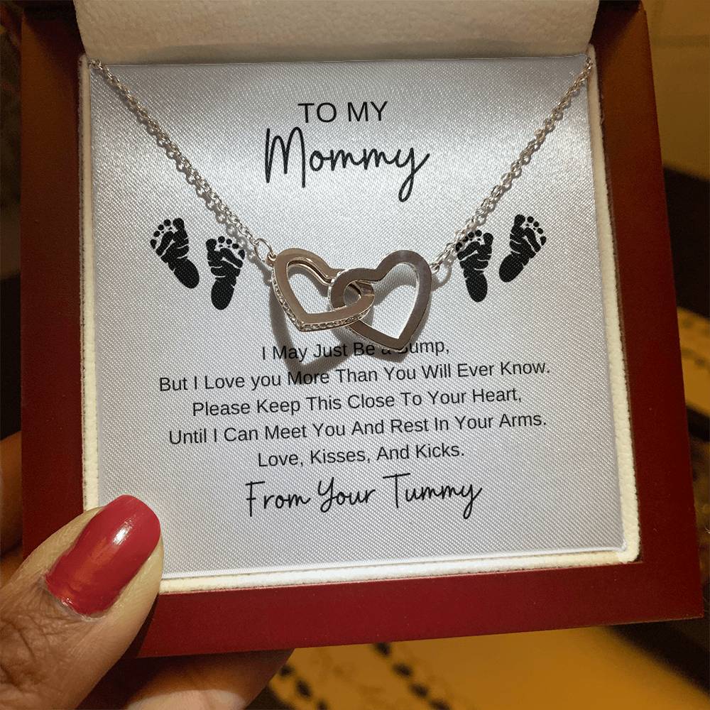 Mommy To Be | Baby Feet Interlocking Hearts Necklace | Gifts For Mom